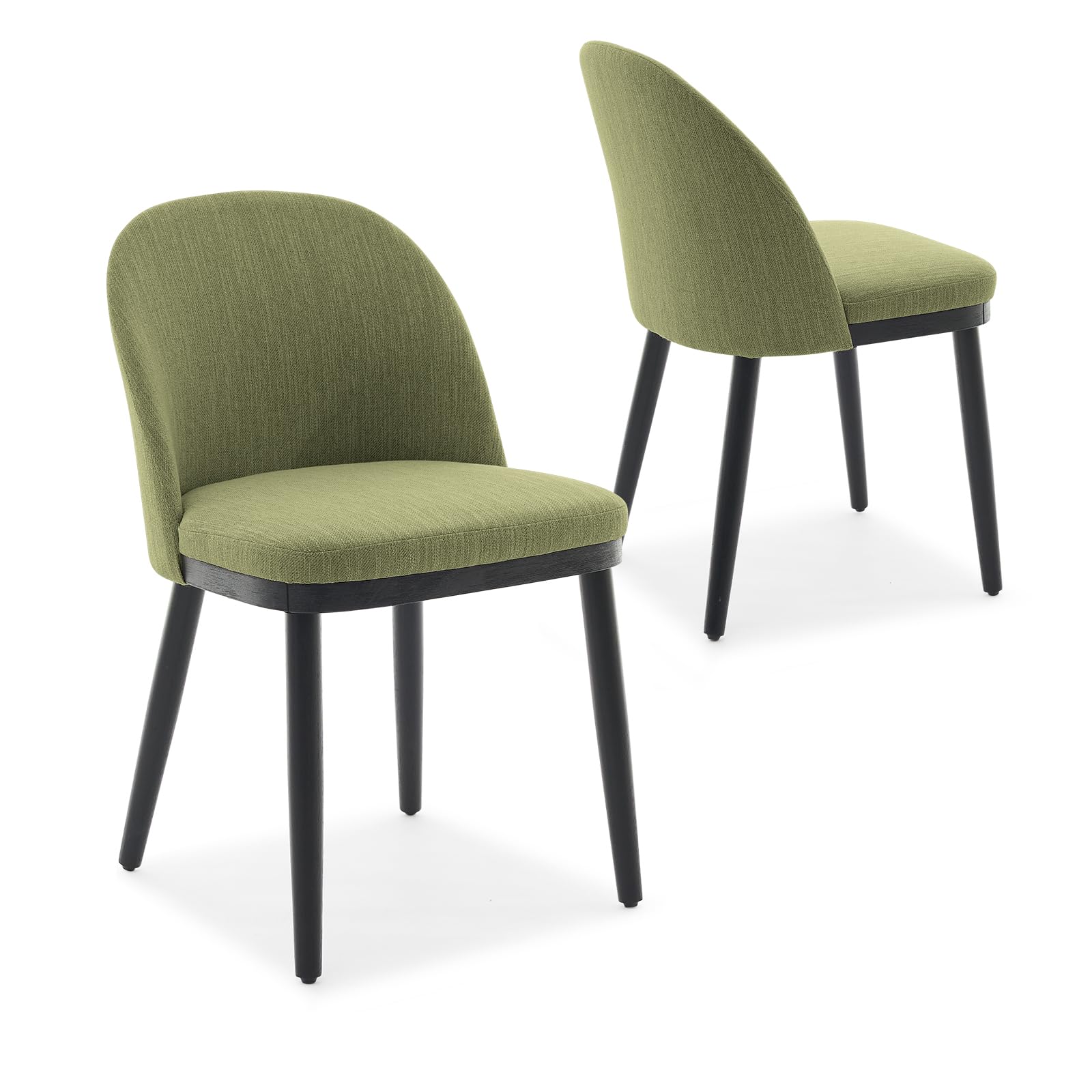Garvee Modern Dining Chair Set di 2 sedie da pranzo moderne con seduta imbottita in lino, schienale semi-schienale, struttura in legno, piedini regolabili, sala da pranzo verde