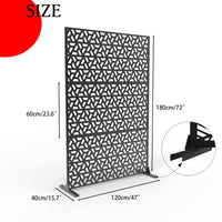 Garvee Schermo per la privacy in metallo a 3 pannelli antiruggine con verniciatura a polvere per giardino, balcone, terrazza, 72x47 pollici, grigio