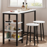 Garvee Set Tavolo Bar Compatto 3 Pezzi con Mensole, MDF e Acciaio, Design Salvaspazio per Appartamenti e Uffici, Moderno, Altezza Bancone, Nero