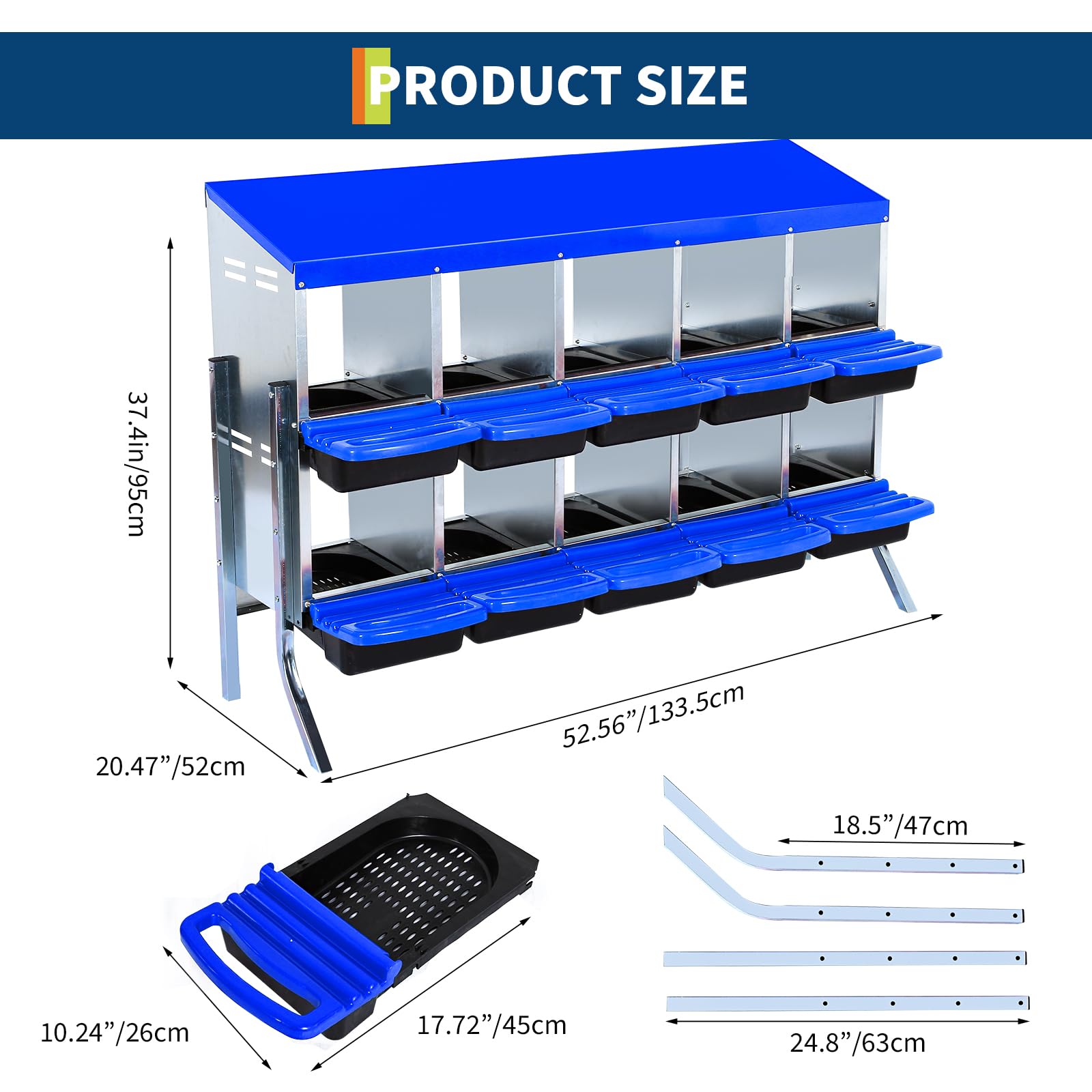 Nido per polli Garvee a 2 livelli - Con 10 scomparti, metallo, tetto impermeabile, base antiscivolo, arrotolabile per pollaio