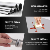 Tavolo da lavoro in acciaio inossidabile Garvee da 24x18 pollici con ripiano inferiore regolabile per catering e uso esterno, antiruggine e antigraffio