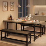 Tavolo da pranzo estensibile Garvee da 63" per 4-8 persone, grigio retrò, 3 pezzi, MDF e metallo, salvaspazio per appartamenti - grigio