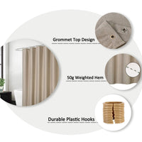 Tenda da doccia impermeabile in poliestere Garvee con ganci per bagni e vasche da bagno, 182,9 x 243,2 cm, colore caffè