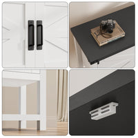 Tavolo consolle Garvee Farmhouse con 2 ante, in legno, robusto e antiinnesto, bianco-nero, 32 persone, per cucina e soggiorno