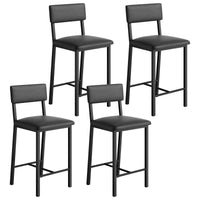 Set di 4 sgabelli da bar Garvee, in similpelle, ergonomici e stabili, per cucina e bar, 25 pollici, nero
