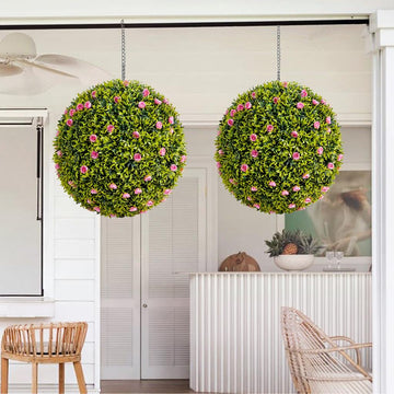 Garvee Artificial Bosso Balls 22,4 pollici Set da 2 pezzi Materiale PE resistente alle intemperie e senza manutenzione per giardino e matrimonio Verde
