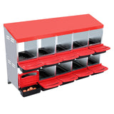 Garvee Nido per Pollame a 10 Posti con Vassoio Raccolta Uova, Design Ventilato, Materiale Resistente, per Pollai e Piccole Fattorie, Spazi Individuali, Facile Pulizia - Rosso