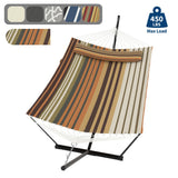 Garvee Amaca Doppia Con Supporto E Cuscino, Capacità 204 Kg, Tessuto Resistente, Ideale Per Patio E Giardino, Spaziosa, Robusta, Confortevole - Coffee Stripes