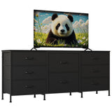 Garvee Cassettiera 8 Cassetti Tessuto con Piano Legno e Struttura Metallo per Camera e Soggiorno, Design Salvaspazio, Stabile, Facile da Montare, Colore Neutro - Nero
