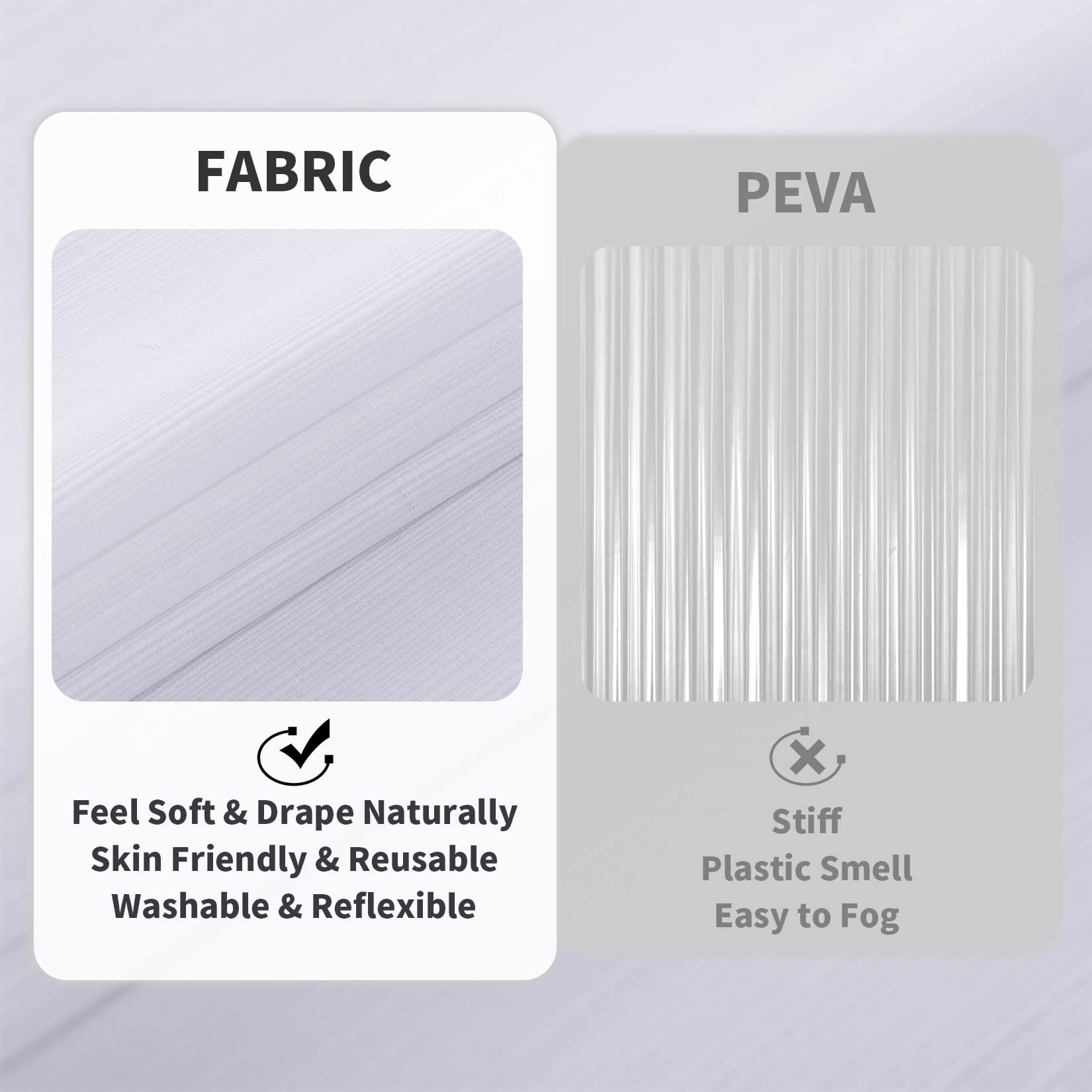 GARVEE Tenda da doccia bianca extra lunga 183x244 cm impermeabile con orlo morbido e intricato per bagno, doccia e vasca da bagno