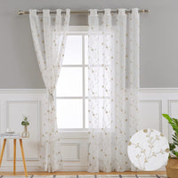 Tende in voile GARVEE con occhielli, ricamate, lunghe 182 cm, effetto lino, bianche, per soggiorno e camera da letto, 2 pannelli, trasparenti