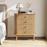 Cassettiera Garvee a 4 cassetti, stile moderno di metà secolo con anta scorrevole, per camera da letto e soggiorno, effetto bambù MDF, ampio spazio di archiviazione, resistente