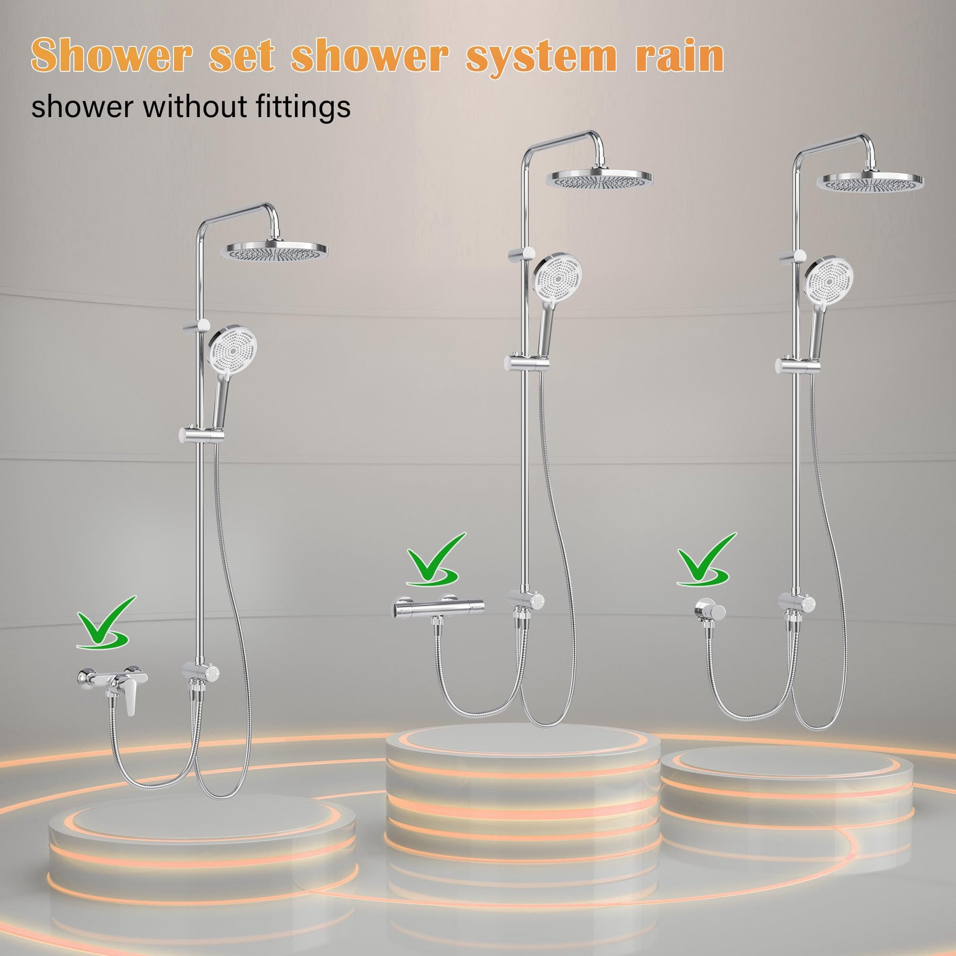 GARVEE Colonna doccia a pioggia senza raccordi cromata – Colonna doccia in acciaio inox rotonda 25 cm