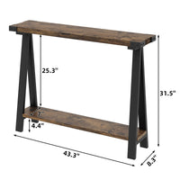 Tavolo console Garvee per corridoio, 2 ripiani con tenitore, gambe a R, legno, 43.3 pollici, soggiorno e ufficio, stretto, versatile