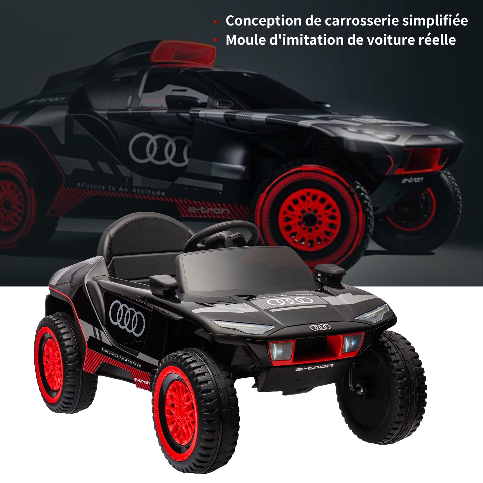 Garvee Kids Electric Car Extra Large Racing Vehicle Nero per piste da corsa da 3 anni