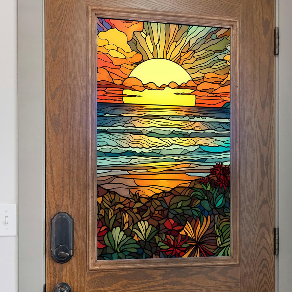 Pellicola per finestre Garvee riutilizzabile Sun by the Sea, protezione UV, antiriflesso, controllo del calore, risparmio energetico, vetrate colorate, 60x100 cm, colore unito