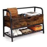 Panca portascarpe da ingresso Garvee con struttura in metallo e melamina, contenitore con piano sollevabile, robusta, versatile, compatta per corridoio e camera da letto, nera