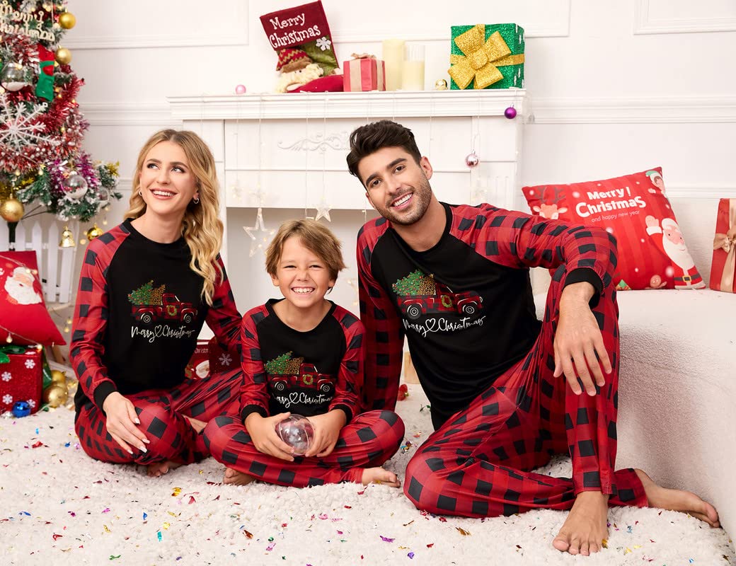 Garvee Christmas Family Pigiama natalizio a maniche lunghe da donna, due pezzi, rosso, 2 m, comodo e caldo per le feste in famiglia