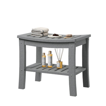 Panca da doccia Garvee in HDPE con ripiano per bagno e vasca, effetto legno, impermeabile, facile da pulire