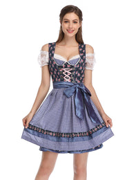 Garvee - Vestito Dirndl da donna, set Oktoberfest bavarese - camicetta e grembiule Dirndl, 3 pezzi, abbigliamento bavarese con motivo floreale, taglia M, colore 01