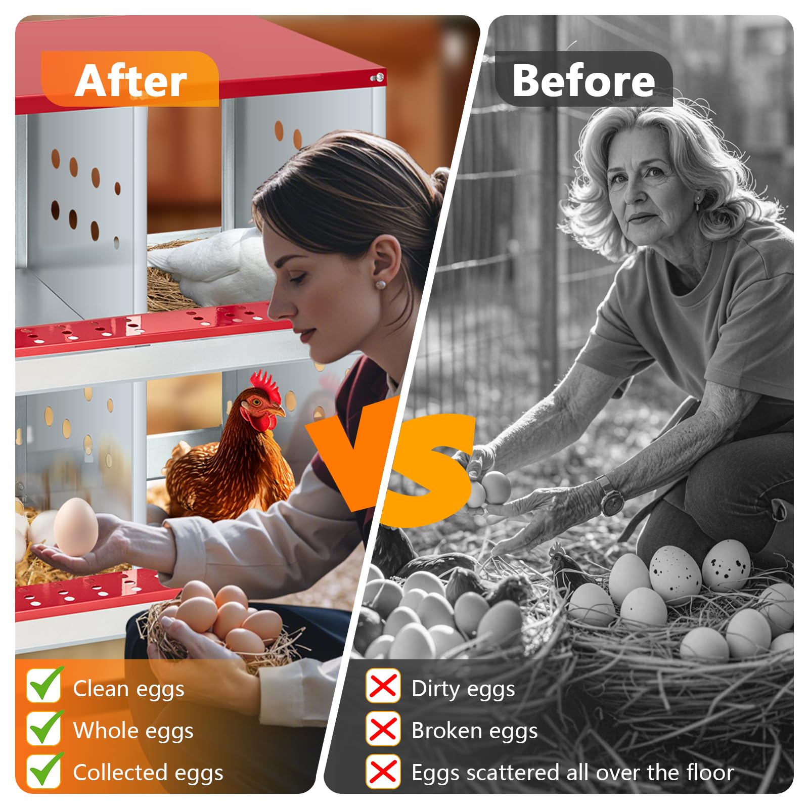 Nido per polli Garvee, 6 scomparti, acciaio zincato, ventilato, robusto, per polli e conigli nel pollaio, grande, metallo