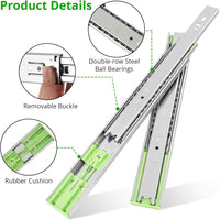 Garvee 10 paia di guide per cassetti a estrazione totale, capacità di carico 100 libbre, cuscinetti a sfera, montaggio laterale, acciaio laminato a freddo, silenziose, per cucina e cassettiera, 100 libbre, acciaio