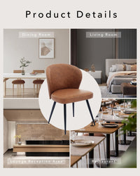 Garvee Set di 2 sedie da pranzo imbottite con gambe in acciaio e schienale alto in pelle per cucina e sala da pranzo, 23,2 pollici, marrone