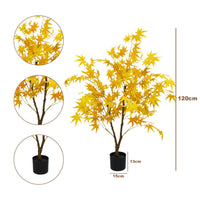 Garvee 4 piedi albero di acero artificiale decorazione autunnale con vaso di plastica per soggiorno e festa 120-180 cm giallo