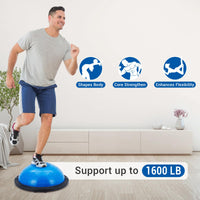 Garvee Balance Ball Half Sphere Trainer da 23 pollici con 2 fasce e pompa per yoga e allenamento della forza, blu, capacità di peso di 1600 libbre, base antiscivolo