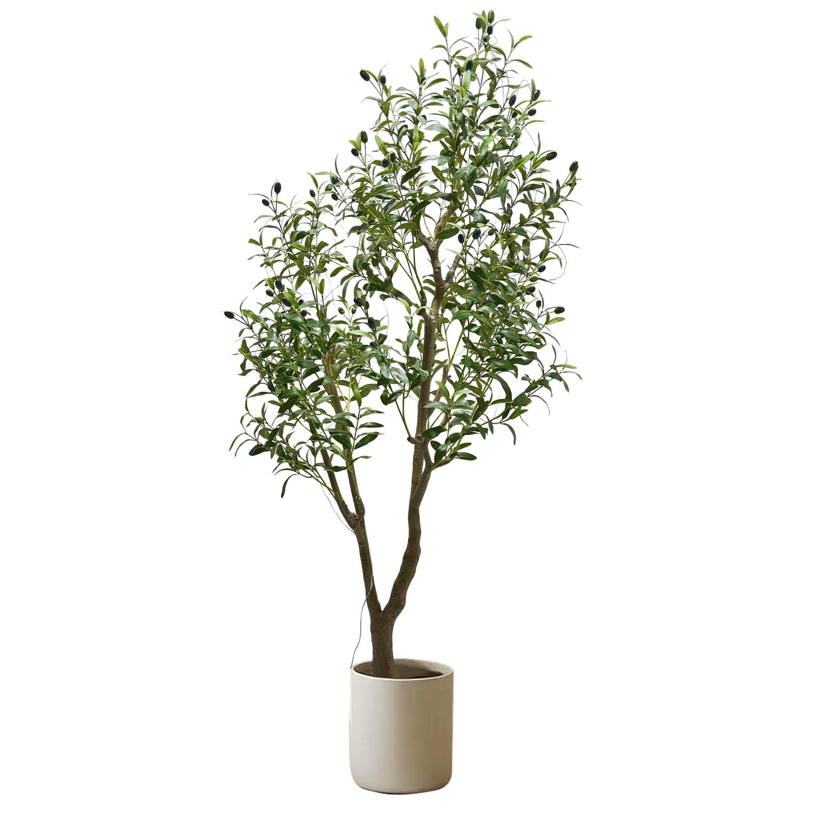 Garvee Albero di ulivo artificiale a LED con luci e timer, decorazione per interni, 180 cm, verde, bianco caldo