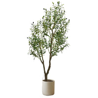 Garvee Albero di ulivo artificiale a LED con luci e timer, decorazione per interni, 180 cm, verde, bianco caldo
