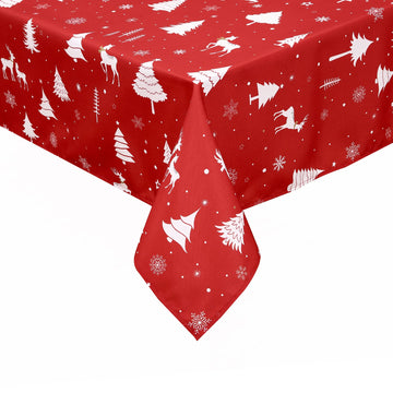 Tovaglia natalizia rettangolare Garvee con motivo a cervo, impermeabile, lavabile, in poliestere, decorazione per feste, 137x275 cm, per cucina e sala da pranzo