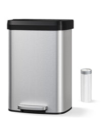Pattumiera Garvee in acciaio inox da 13 galloni con coperchio, chiusura ammortizzata, maniglia ergonomica, argento, per isola cucina, grande, antiruggine
