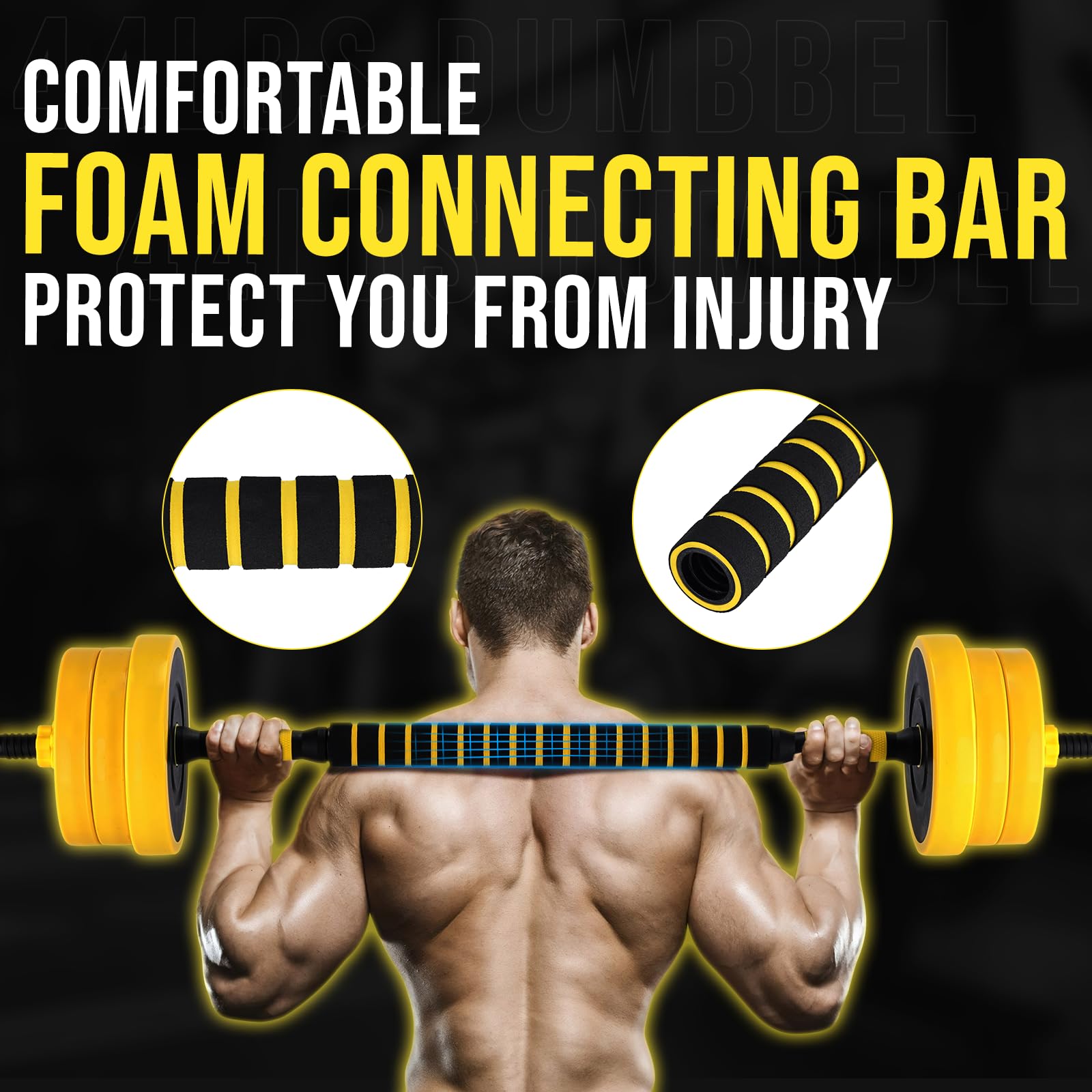 Manubrio Regolabile Garvee 33 libbre Nero con Rivestimento PE e Doppio Blocco - Perfetto per Allenamento Casa Festa del Papà