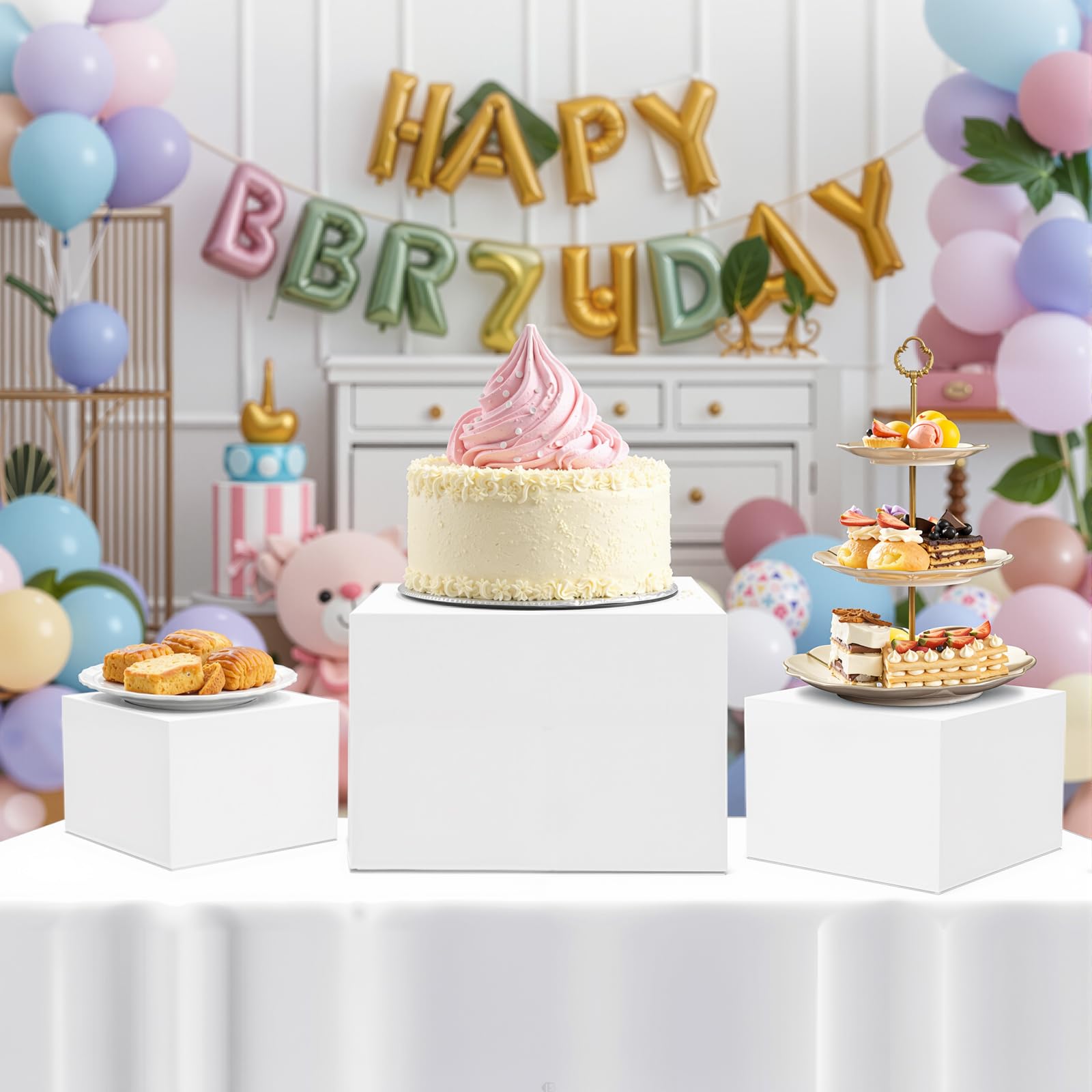 Espositore per buffet Garvee in acrilico bianco, impilabile, stabile, per feste e matrimoni, 7-10 pollici