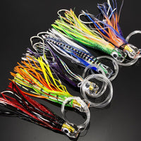 Garvee Trolling Lure 6,5 pollici Squid Skirts Set di esche per pesca d'altura con borsa portaoggetti a 6 scomparti 16 cm Attrezzatura da pesca per esterni in acqua salata