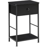 Comodino Garvee con cassetto e ripiano, tavolino laterale in legno, nero, camera da letto e soggiorno, rotondo, resistente - Nero