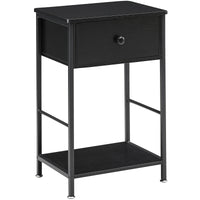 Comodino Garvee con cassetto e ripiano, tavolino laterale in legno, nero, camera da letto e soggiorno, rotondo, resistente