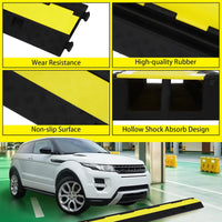 Rampa di protezione per cavi Garvee da 3 pezzi, 2 canali, capacità di carico di 11000 libbre, gomma antiscivolo in PVC per parcheggi e cantieri edili