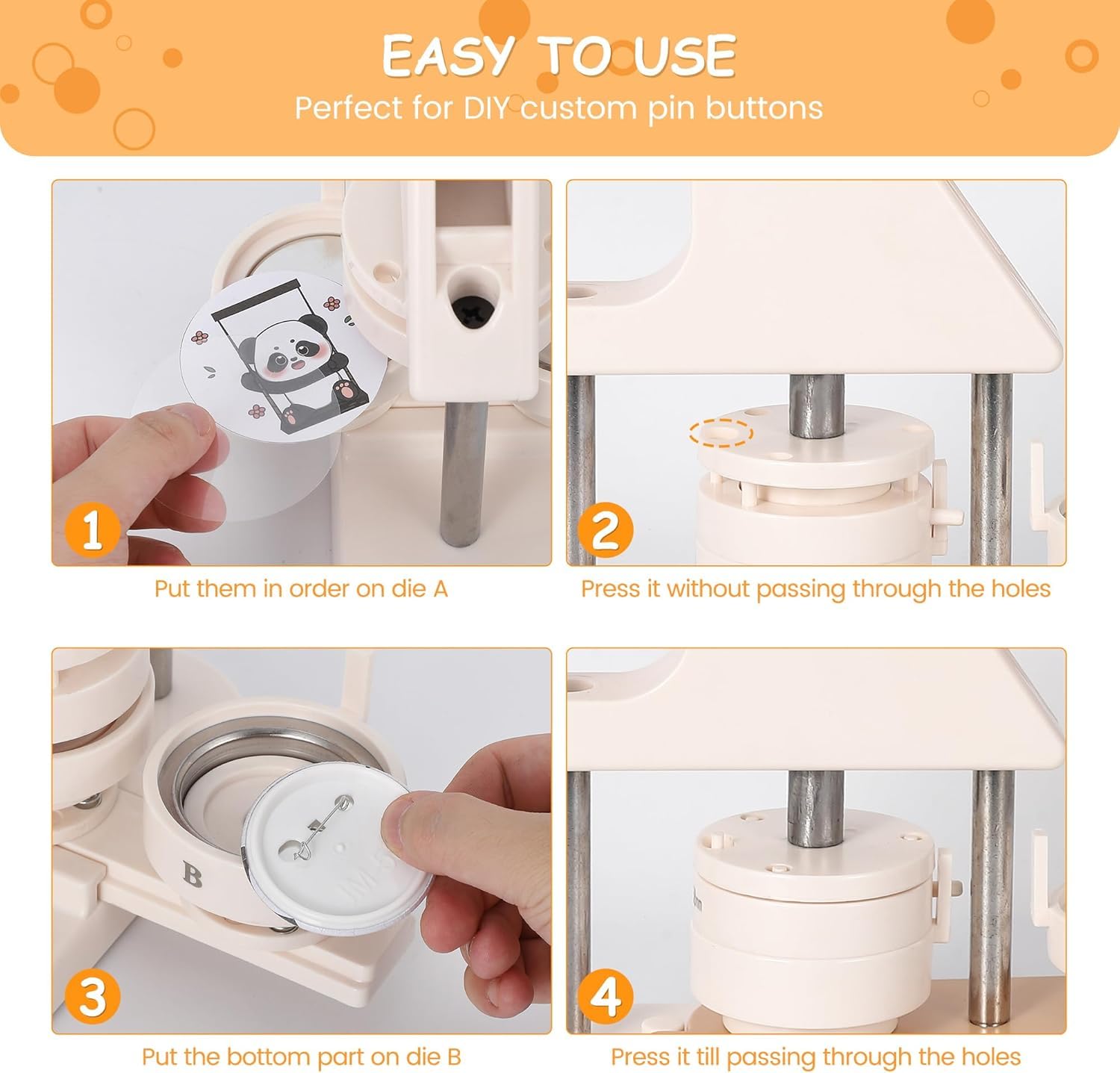 Macchina per bottoni Garvee – Macchina per bottoni da 25/32/58 mm in plastica ABS per bambini, progetti di artigianato e regali fai da te