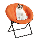 Poltrona Garvee Saucer Chair con struttura in metallo dorato, pelliccia sintetica oversize, pieghevole, comoda, arancione per camera da letto e soggiorno - Arancione