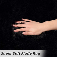 Tappeto Garvee Fluffy da 4 cm in morbido poliestere nero per soggiorno e cameretta dei bambini, extra morbido e antiscivolo