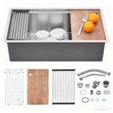 Garvee Lavello Cucina 76*48*25 cm in Acciaio Inox 304 Fatturabile, Vasca Singola, Angoli R10, Accessori Integrati, Sottopiano Moderno Argento - Sliver