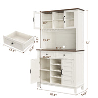 Mobile da cucina Garvee alto 72" con 4 ante, portabottiglie, cassetti, bianco, sala da pranzo, angolo bar, legno, ripiani regolabili