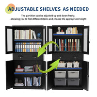 Armadio portaoggetti in metallo Garvee da 72" con cassetti e ante chiudibili a chiave per garage e officina, 72"x31,5"x16,5", acciaio verniciato a polvere, arrotolabile