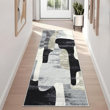 Tappeto da salotto moderno astratto Garvee, pelo corto, antiscivolo, lavabile in lavatrice, morbido, leggero, 60x230 cm, soggiorno, ufficio, multicolore
