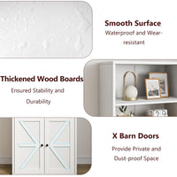 Libreria bianca Garvee con ante, stile industriale, 6 ripiani, legno, profondità 11,8 pollici, altezza 71,4 pollici, stile rustico, soggiorno, ufficio