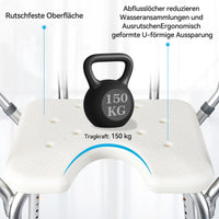 Sedia da doccia Garvee con braccioli e schienale – Sedile da doccia regolabile in altezza per anziani (fino a 158 kg), ausilio per la doccia antiscivolo, leggero e stabile – Bianco, montaggio rapido