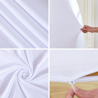 Garvee Copertura per arco nuziale 5 piedi Elastico in spandex con parte superiore a mezzaluna, riutilizzabile per decorazioni per matrimoni, compleanni e feste, bianco