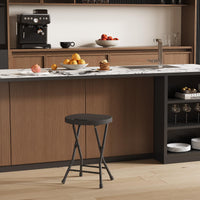 Sgabello pieghevole Garvee con maniglia, portatile, capacità di carico di 600 libbre, piedini antiscivolo, struttura in acciaio per campeggio e cucina, leggero e pieghevole, nero